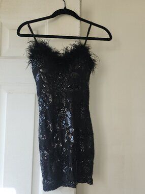 Black sequence straps Windsor mini dress size xs/xch